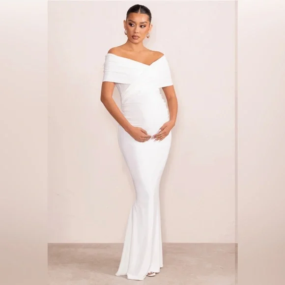 White bardot wrap dress Clearance